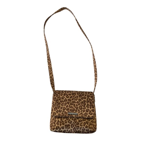 Nine West Leopard Print Crossbody Bag Faux Fur Y2K Vintage 6.5 x 8 x 2 Inches - Picture 1 of 9